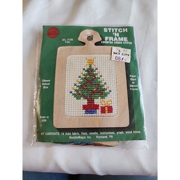 Lot of 3 Vintage NMI Stitch 'N Hang Cross Stitch Ornament Kits NOS Made In USA - Picture 2 of 11